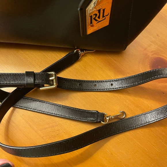 Ralph Lauren Black Leather Handbag with Gold Tone Hardware - Picture 10 of 12